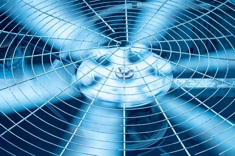 close-up of an air conditioner fan.
