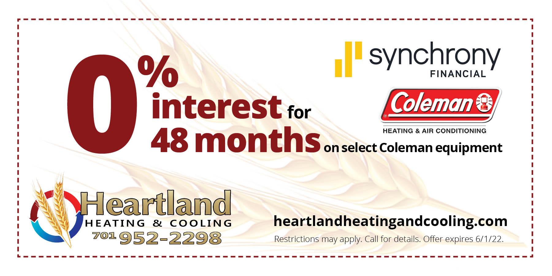 0% for 48 month financing on Coleman equipment