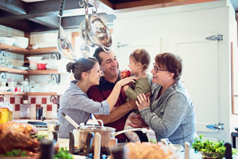 Family enjoying humidified air in their kitchen.